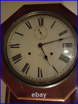Antique Seth Thomas Long drop octagon wind up clock Made In 1884