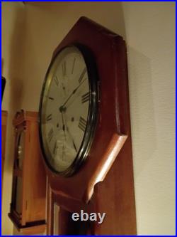 Antique Seth Thomas Long drop octagon wind up clock Made In 1884