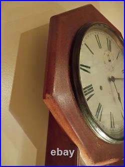 Antique Seth Thomas Long drop octagon wind up clock Made In 1884