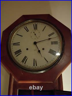 Antique Seth Thomas Long drop octagon wind up clock Made In 1884