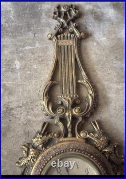 Antique Seth Thomas Lyre Wall Clock 4 Jewels 8 Day Gilt Metal 22