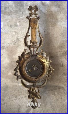 Antique Seth Thomas Lyre Wall Clock 4 Jewels 8 Day Gilt Metal 22