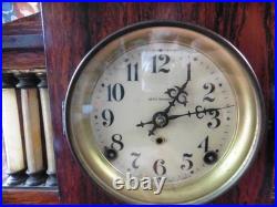 Antique Seth Thomas Mantel Clock Large Adamantine Finish Wooden F. Kroeber Key