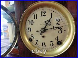 Antique Seth Thomas Mantel Clock Large Adamantine Finish Wooden F. Kroeber Key