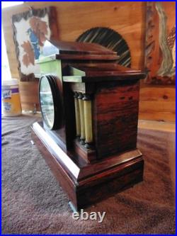 Antique Seth Thomas Mantel Clock Large Adamantine Finish Wooden F. Kroeber Key