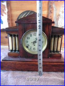 Antique Seth Thomas Mantel Clock Large Adamantine Finish Wooden F. Kroeber Key