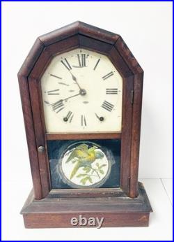 Antique Seth Thomas Mantel Clock Parlor Shelf Clock Reverse Painted Tablet