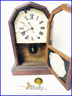 Antique Seth Thomas Mantel Clock Parlor Shelf Clock Reverse Painted Tablet