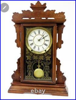 Antique Seth Thomas Mantel Clock with Stenciled Glass c. 1885
