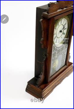 Antique Seth Thomas Mantel Clock with Stenciled Glass c. 1885