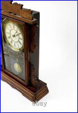 Antique Seth Thomas Mantel Clock with Stenciled Glass c. 1885