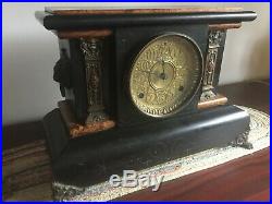 Antique Seth Thomas Mantel Or Shelf Clock Parts or Repair Keeps Time For Now