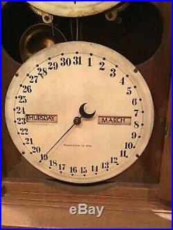 Antique Seth Thomas Mantel Parlor Calendar Clock 1876