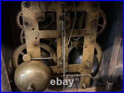 Antique Seth Thomas Mantle Clock 89C Works with Key Minute Hand & Cabinet Damage