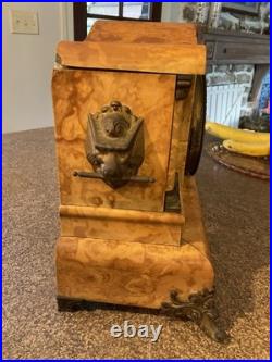 Antique Seth Thomas Mantle Clock 89C Works with Key Minute Hand & Cabinet Damage