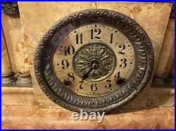 Antique Seth Thomas Mantle Clock 89C Works with Key Minute Hand & Cabinet Damage
