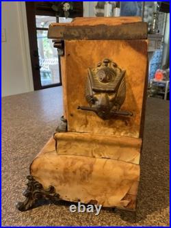 Antique Seth Thomas Mantle Clock 89C Works with Key Minute Hand & Cabinet Damage