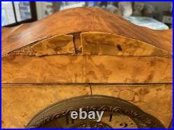 Antique Seth Thomas Mantle Clock 89C Works with Key Minute Hand & Cabinet Damage