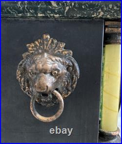 Antique Seth Thomas Mantle Clock Adamantine 6 Pillar LionHeads Ticks Repair Only