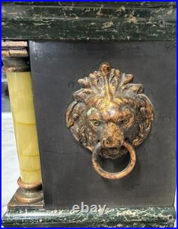 Antique Seth Thomas Mantle Clock Adamantine 6 Pillar LionHeads Ticks Repair Only