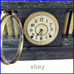 Antique Seth Thomas Mantle Clock Adamantine 6 Pillar LionHeads Ticks Repair Only