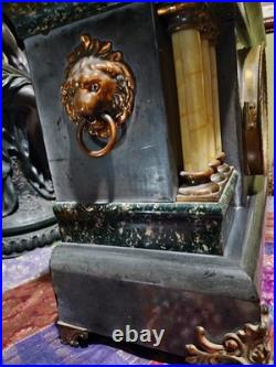 Antique Seth Thomas Mantle Clock Adamantine 6 Pillar Lion Heads