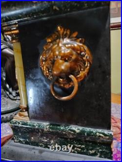 Antique Seth Thomas Mantle Clock Adamantine 6 Pillar Lion Heads