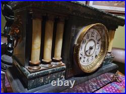 Antique Seth Thomas Mantle Clock Adamantine 6 Pillar Lion Heads