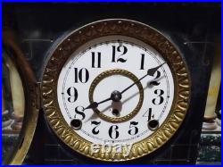 Antique Seth Thomas Mantle Clock Adamantine 6 Pillar Lion Heads