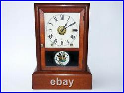 Antique Seth Thomas Mantle Clock One Day Hand Painted Door Bird Alarm Key