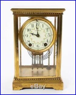 Antique Seth Thomas Mantle Clock with Brass and Beveled Glass Case 10.25 Tall