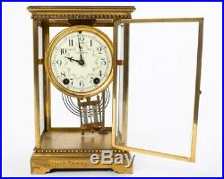 Antique Seth Thomas Mantle Clock with Brass and Beveled Glass Case 10.25 Tall