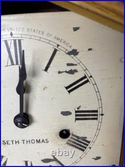 Antique Seth Thomas Mantle Shelf Clock Working Condition, Floral Painted Glass