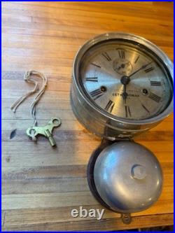 Antique Seth Thomas Marine Wall Bell Clock,'One-Day Lever', U. S. A. With Key