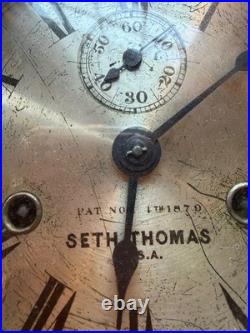 Antique Seth Thomas Marine Wall Bell Clock,'One-Day Lever', U. S. A. With Key