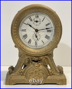 Antique Seth Thomas Metal Case Alarm Clock As Is For Parts Or Repair