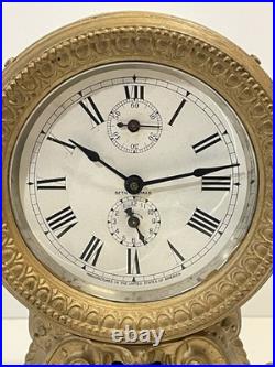 Antique Seth Thomas Metal Case Alarm Clock As Is For Parts Or Repair