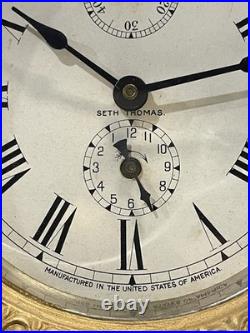 Antique Seth Thomas Metal Case Alarm Clock As Is For Parts Or Repair