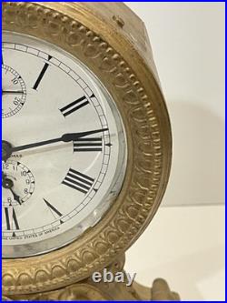 Antique Seth Thomas Metal Case Alarm Clock As Is For Parts Or Repair
