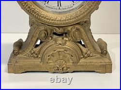 Antique Seth Thomas Metal Case Alarm Clock As Is For Parts Or Repair
