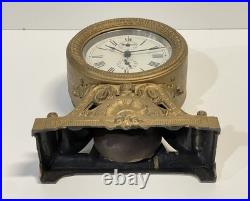Antique Seth Thomas Metal Case Alarm Clock As Is For Parts Or Repair
