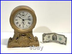 Antique Seth Thomas Metal Case Alarm Clock As Is For Parts Or Repair