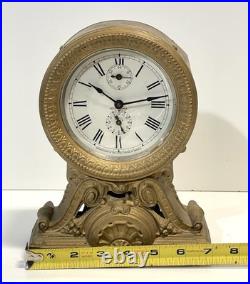 Antique Seth Thomas Metal Case Alarm Clock As Is For Parts Or Repair