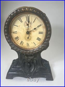 Antique Seth Thomas Metal Case Mantel Shelf Alarm Clock RUNS Made in USA