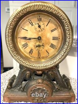 Antique Seth Thomas Metal Table Alarm Clock 1909 Made In USA Needs Repair
