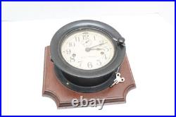 Antique Seth Thomas Military Naval Port hole Ships Clock WWII W KEY Works! VTG