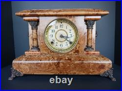 Antique Seth Thomas Model 102 Adamantine Burlwood Clock Full Working Order