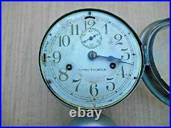 Antique Seth Thomas, Nickel Monitor Ships Clock External Bell