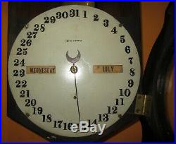 Antique Seth Thomas No. 4 Double Dial Calendar Wall Clock 8-day