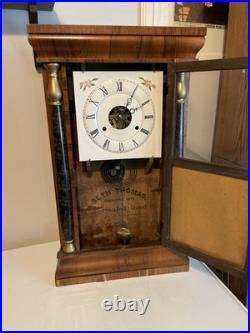 Antique Seth Thomas O. G. Weights Driven Column Clock 30-Hour, Time/Strike